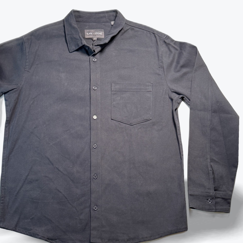 Slate & Stone Long Sleeve Button Down Shirt Charcoal Gray Denim Shacket Med NWT